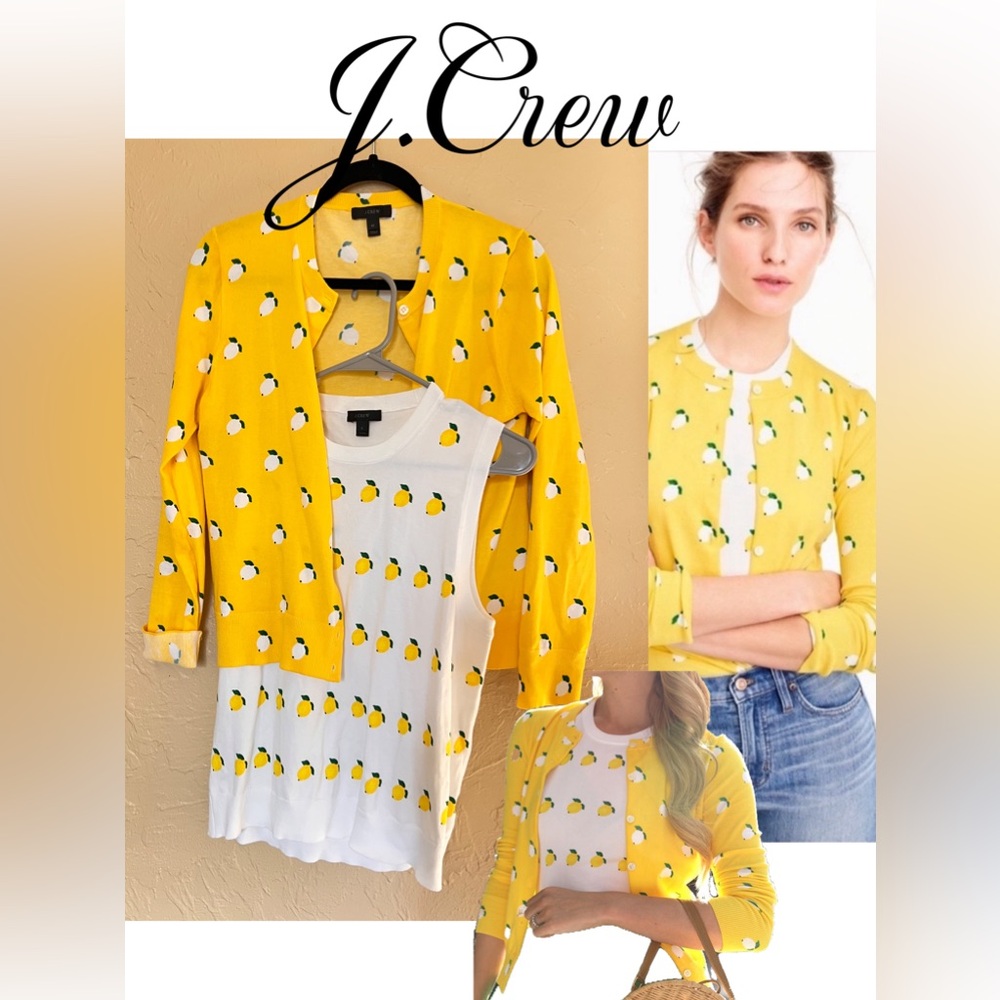 J Crew Jackie Cardigan Lemon Novelty Print
Bright Yellow Button Size M and L set